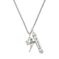 thumbnail image 1 of Delight Jewelry Silvertone Small Fairy with Lime Green Wings Silvertone Be Strong and Courageous Bar Charm Necklace, 23", 1 of 4