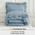 thumbnail image 7 of ANGENIA Full Size Comforter Set Grayish Blue, 3 Pieces Vintage Ruffle Bedding Comforter Sets, All Season Soft Fluffy Microfiber Bed Set for Boys Teens Kids(79" x90" Comforter & 2 Pillowcases), 7 of 7