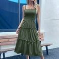 thumbnail image 6 of Timegard Sundresses for Women Sleeveless Ruffle Square Neck Solid Color Summer Beach Casual Dress Smocked, 6 of 7