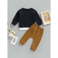 thumbnail image 5 of Infant Newborn Baby Boys Autumn Outfit Sets 6M 12M 18M 24M Long Sleeve O Neck Patchwork Pullover + Solid Color Drawstring Pants, 5 of 10