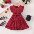 thumbnail image 2 of mgoYE Girl Dresses Size 7-8 Girls Summer Dresses Cute Ruffle Sleeve Flowy Dress(Red,7-8 Years), 2 of 9