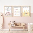 thumbnail image 2 of Hieng 3Pcs Kids Christian Canvas Wall Art, framed Inspirational Bible Verses Wall Decor, Sunshine Flowers Poster Prints Suitable for Nursery Bedroom Classroom Christian Gifts For kids, 2 of 6
