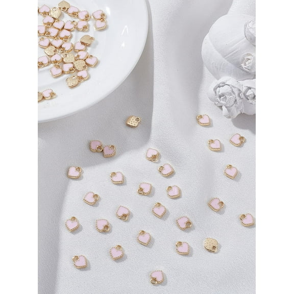 80 Pcs Alloy Heart Charms Misty Rose Heart Charms Light Gold Plated Heart Pendants for Jewelry Making Necklace Bracelet Earring DIY Jewelry Charms diy