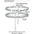 thumbnail image 5 of U7 Stainless Steel Anklets Bracelets for Women 2Pcs Layered Silver Cuban Link Curb Figaro Anklets Set Jewelry Summer Birthday Gift, 5 of 7