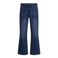 thumbnail image 4 of hoksml Men's High Waisted Flare Jeans Elastic Back Waist Vintage 70s Wide Leg Denim Pants Casual Retro Trousers, 4 of 6