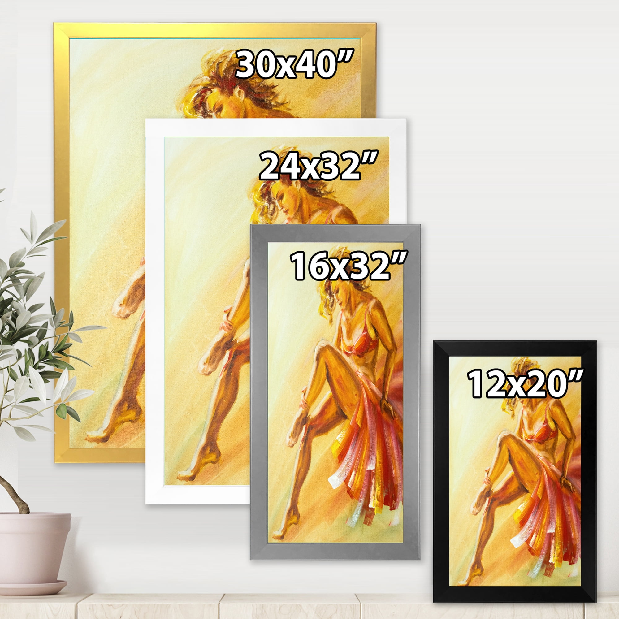 Designart 'Warm Coloured Flamenco Woman Dancer' Modern Framed Art Print