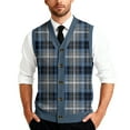 thumbnail image 2 of Mens Argyle Sweater Vests V Neck Sleeveless Cardigan Vest Knitwear Blue L, 2 of 7