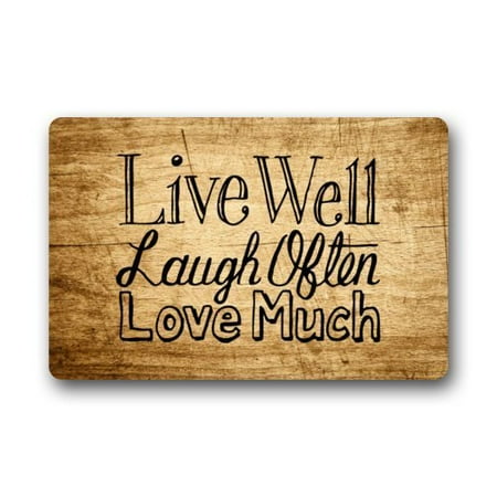 Stained Cement Floors Colors WinHome Vintage Wood Pattern With Live Laugh Love Quotes Stain Resistant Color Doormat Floor Mats Rugs Outdoors/Indoor Doormat Size 23.6x15.7 inches ()