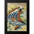 thumbnail image 2 of Hokusai 14x18 Black Modern Framed Museum Art Print Titled - Two Men Washing a Horse in a Waterfall, 2 of 5
