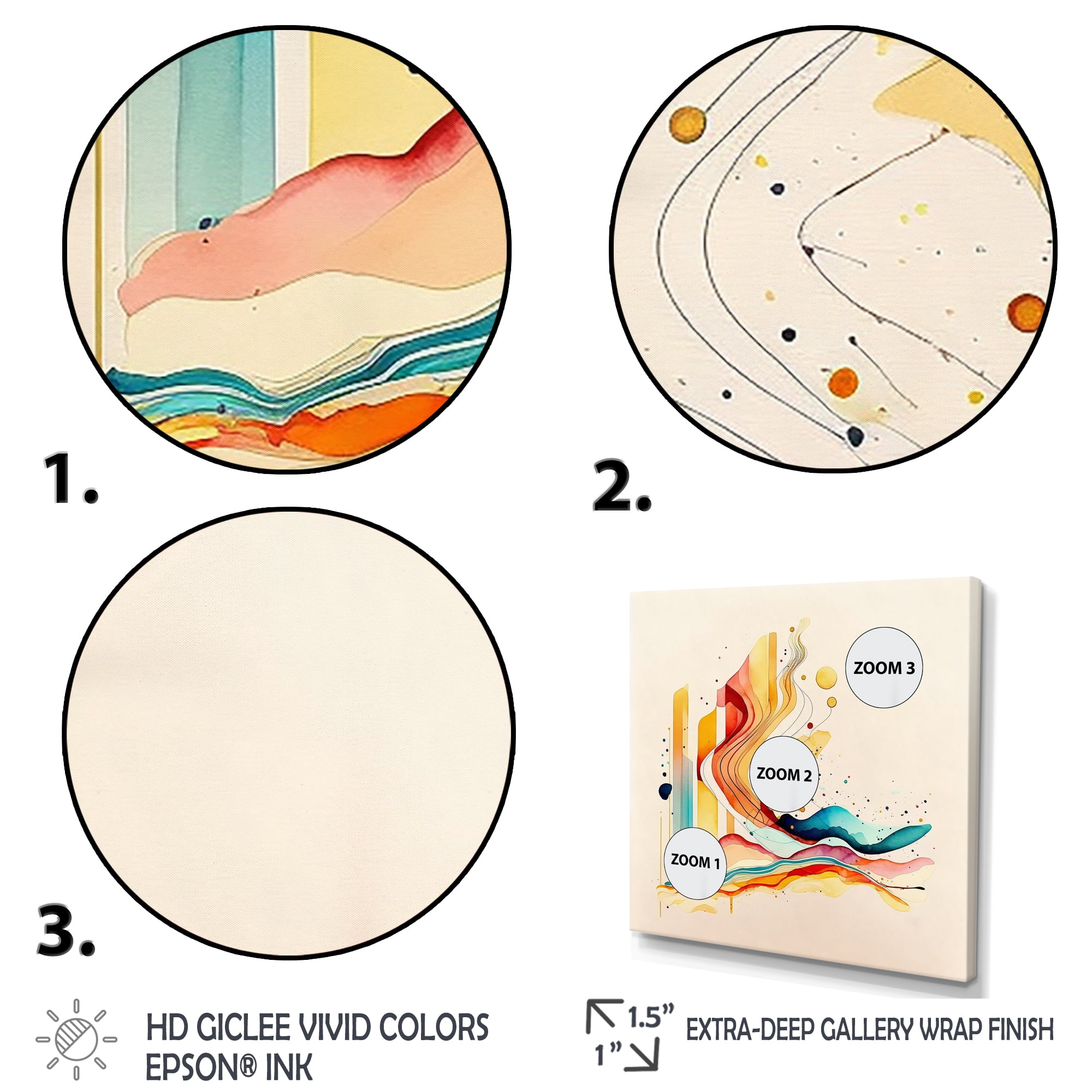 Designart Multi-Color Watercolor Movement Canvas Wall Art