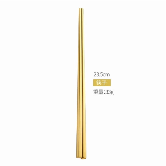 Xiao Hua 2 pairs of Golden 9.25-inch long stainless steel chopsticks, matte silver cutlery set, suitable for modern kitchen utensils for daily family dining and holiday gatherings