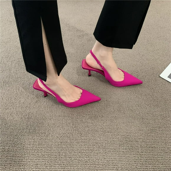 Womens Slingback Suede Pointed Toe Wedding Dress Buckle Comfortable Stiletto High Heel Pumps Shoes 3.3 Inch Shoes for Women Girls
