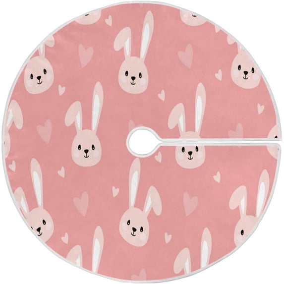 FMSHPON Easter Tree Skirt Colorful Eggs Bunny Xmas Christmas Tree Skirt Stand Mat for Holiday Party Decoration Indoor Outdoor 48 inches