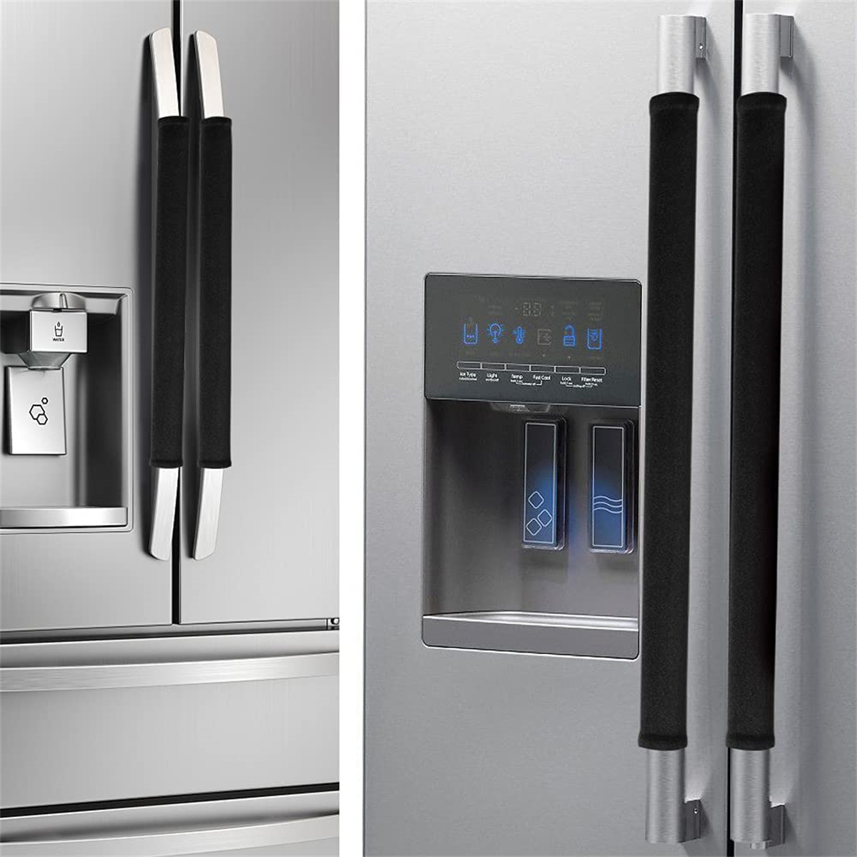 Casewin 2Pcs Refrigerator Door Handle Covers Black Soft Touch and