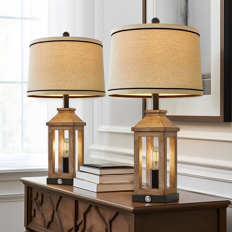 Oneach 23.75" Farmhouse Table Lamp Set of 2 with USB photo 6