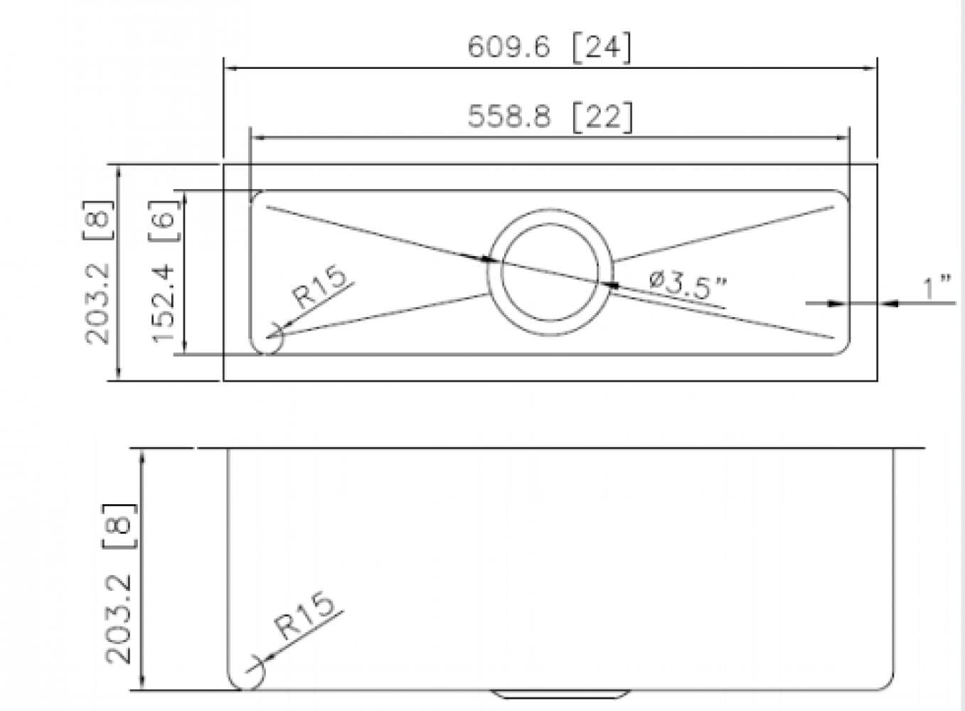 American Imaginations 24-in. W CSA Approved Stainless Steel Kitchen Sink With 1 Bowl And 16 GaugeAI-34865