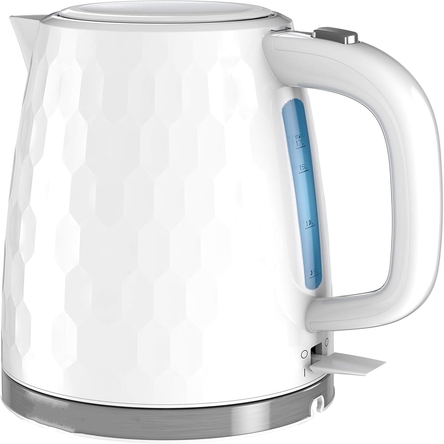 1.7L Cordless Electric Kettle, Premium Texture, Water Window, Rapid Boil, Auto Shutoff, White