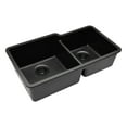 thumbnail image 3 of 32" x 19" Quartz Kitchen Sink, Double Bowl Sink, Drop-in Sink, Undermount Sink, Granite Kitchen Sink, Galaxy Black Kitchen Sink, with Steel Grid, Basket Strainer and Flange Lexicon Platinum LP-6040-K, 3 of 12