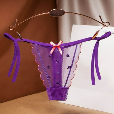 Hamky Womens Underwear Cotton Underwear Briefs Thong Women Ladies Pants Lace Thong Underwear Seamless Underwear Hipster Panties Purple One Size
