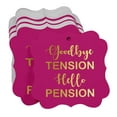 thumbnail image 3 of Inkdotpot Pack Of 50 Good Bye Tension Hello Pension Retirement Paper Tags DIY Craft Bracket Shape Real Gold Foil Hang Tags, 3 of 7