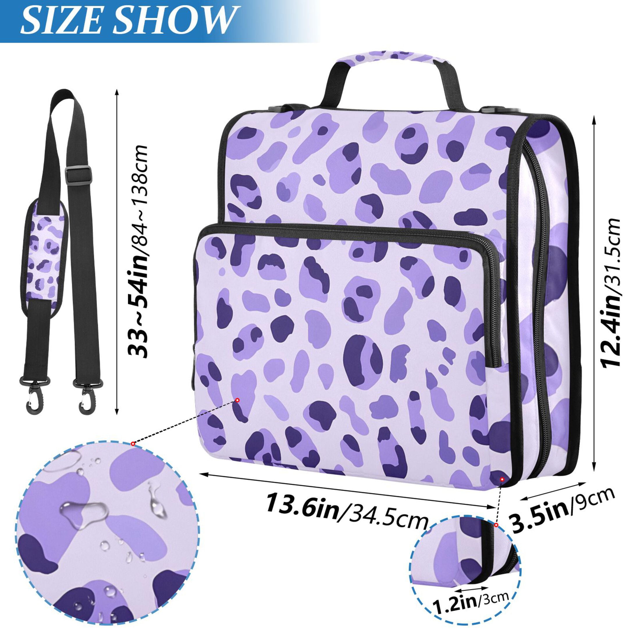 ALAZA Zipper Binder Leopard Purple-a1 3 Ring Trapper Keeper File Folder Organizer Bag