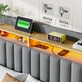 thumbnail image 2 of EnHomee Upholstered Bed Frame  with 2 Storage Drawers Queen Size Bed Frame with  2-Tier Headboard & LED Lights & Charge Station, Gray, 2 of 9