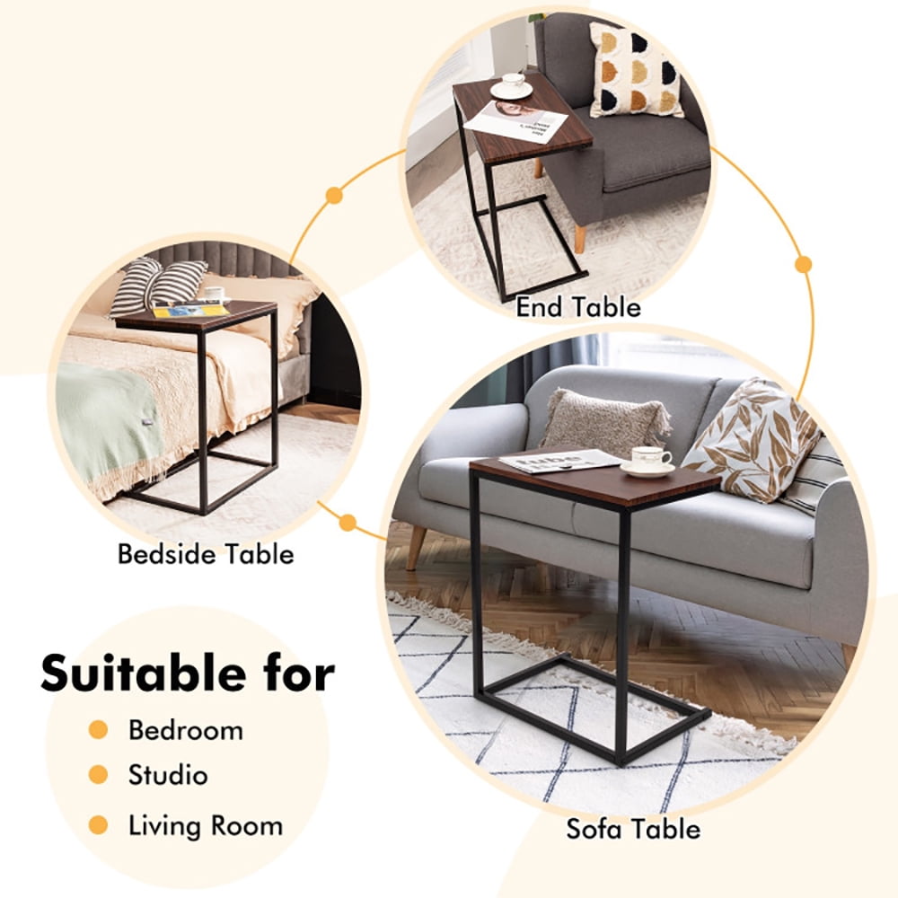 Finihen End Stand Desk, End Table, 26 Inch Beside Sofa Laptop Holder, Sofa Side Table, Bed Side Table, for Living Room, Bedroom, Dark Brown Finihen End Stand Desk, End Table, 26 Inch Beside Sofa Laptop Holder, Sofa Side Table, Bed Side Table, for Living Room, Bedroom, Dark Brown