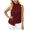 Wine, variant on Women's Sleeveless Mock Neck Blouses Pleated Ruffle Front Asymmetrical Hem Casual Solid Tank Tops for Work Summer