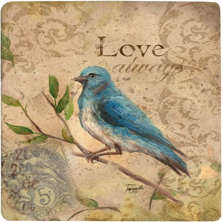 Thirstystone Ambiance Drink Coasters Set, Song Birds A/four Travertine