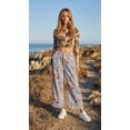 thumbnail image 5 of sicmoss Women's Blue Floral Print Mid Rise Cropped Wide Leg Jeans Boho Baggy with Pockets, 5 of 6