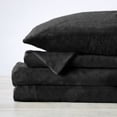 thumbnail image 6 of Great Bay Home Solid Velvet Plush Warm and Cozy Fleece Sheet Set (Full, Black), 6 of 7