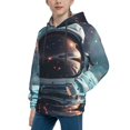 thumbnail image 2 of Rateoe Astronaut Helmet Reflections Pattern Boys Hoodie, Youth Pullover Hooded Sweatshirt, Kangaroo Pocket Hoodie for Kids-Medium, 2 of 6