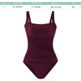 thumbnail image 2 of Trajes de baño de una pieza con realce acolchados vintage para mujer, trajes de baño con control de barriga, trajes de baño de talla grande (clarete), 2 of 5