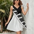 thumbnail image 3 of Black And White Piano Keyboard Sleeveless Dress Women Summer Evening Dresses Ladies Sundress, 3 of 7
