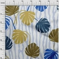 thumbnail image 3 of oneOone Velvet Dusty Blue Fabric Tropical Palm Leaf With Broken Fat Lines Diy Clothing Quilting Fabric Print Fabric By Yard 58 Inch Wide, 3 of 4