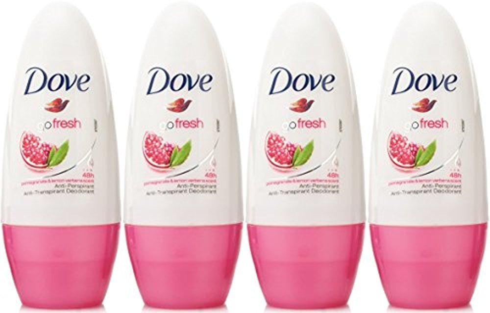 Dove Antiperspirant Deodorant Roll-On, Go Fresh Pomegranate & Lemon Verbena, 1.7 Oz / 50 Ml (Pack of 4)