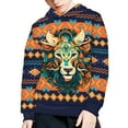 thumbnail image 5 of Xoenoiee American Tribal Geometric Lion Print Kids Sweatshirt Pullover Hoodies Long Sleeve Tops Hooded Sweater for Fall Winter Cosy Playwear with Kangaroo Pocket, M, 5 of 7