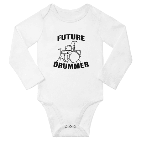 

Future Drummer Funny Baby Long Sleeve Boys Girl Bodysuit (White 12-18M)