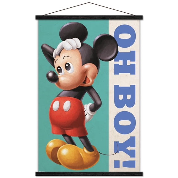 Disney Mickey Mouse: Good Old Days - Oh Boy! Wall Poster with Magnetic Frame, 22.375" x 34"