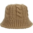 thumbnail image 2 of CoCopeaunts Womens Bucket Hat Solid Color Foldable Floppy Knit Bucket Cap Warm Wide Brim Cable Twist Pattern Fisherman Cap, 2 of 8