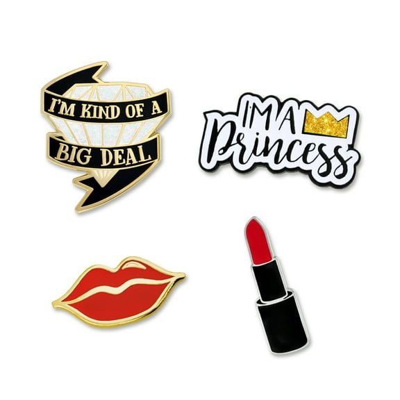 PinMart's Glam Lipstick Princess Big Deal Lips Enamel Lapel Pin Set