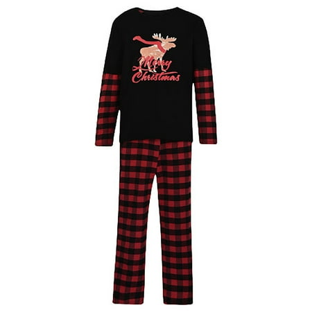 

Microfiber Cloth Christmas Men Dad Plaid Printed Blouse Tops+Pants Xmas Family Matching Pajamas Set
