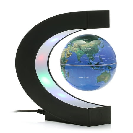 Globe Shape - MECO 3'' C Shape Anti Gravity Globe Magnetic Levitation Floating Globe Illuminated and Changeable Color Globe World Map with Colored LED Light, Great Christmas Gifts, Desk Decor