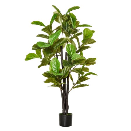 4.5FT Artificial Fiddle Leaf Fig Tree Faux Plant in Pot - Indoor Outdoor Home Decor Green + Plastic
