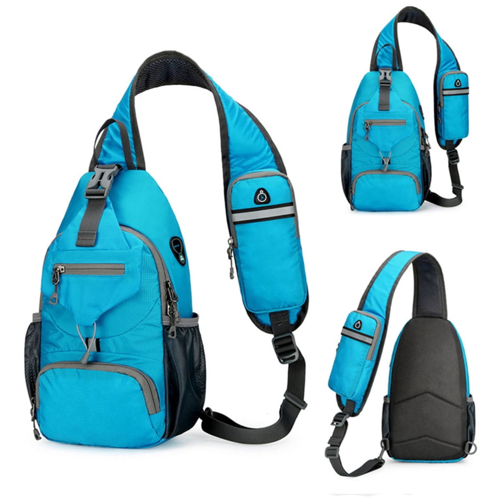FENOHREFE Mans Large Chest Pocket Sling Bag Backpacks Nylon Crossbody Bag Casual Daypacks Outdoor Shoulder Backpacks Chest Bag