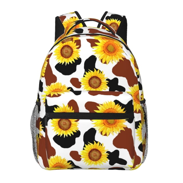 Balery Sunflower Cow Mochila Escolar Impresa, Mochila Ligera para Viajes Casual, Mochila Duradera y Cómoda Multifuncional, Mochila para Laptop-One Size