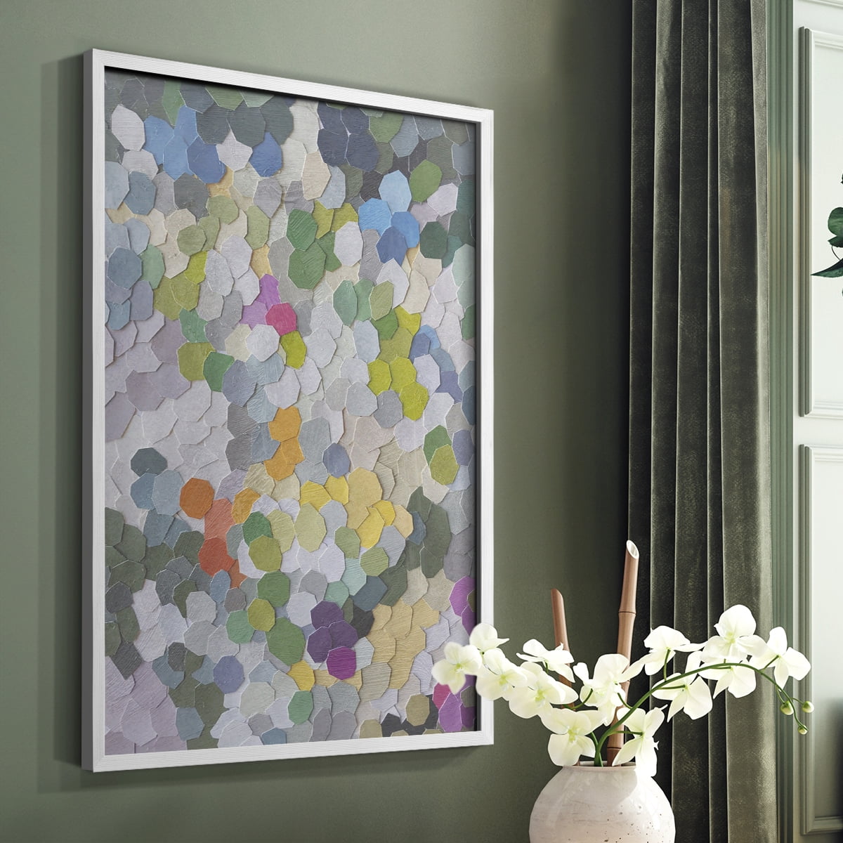 Canne Garden Framed Print in White Solid Wood Framed Print No Nail Hanging