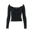 thumbnail image 4 of Arvbitana Women Off Shoulder Long Sleeve Crop Top Solid Color Slim Fit Shirt Fashion Going Out Top Streetwear, 4 of 9