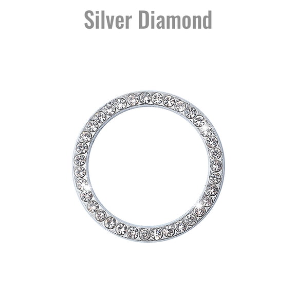 Partheme Crystal Rhinestone Car Engine Start Decoration Ring, Sparkling Push Start Button Sticker, Key Ignition & Knob Ring Decoration, Bling Car Interior Accessory, White