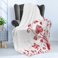thumbnail image 4 of Valentine's Day Soft Flannel Fleece Throw Blanket, Floral Nature Inspired Frame with Heart Shaped Blooms Garden of Romance, Cozy Plush for Indoor and Outdoor Use, 60" x 80", White Red, by Ambesonne, 4 of 5